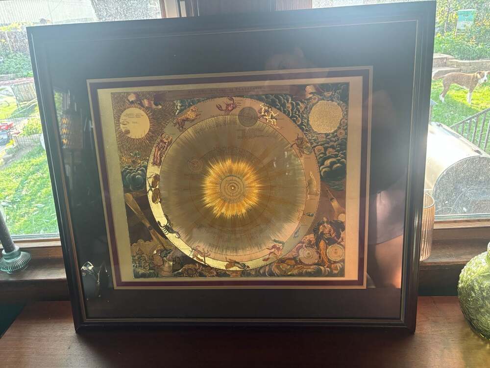 Bombay Company Systema Solare et Planetarium Framed Gold Foil Celestial Map